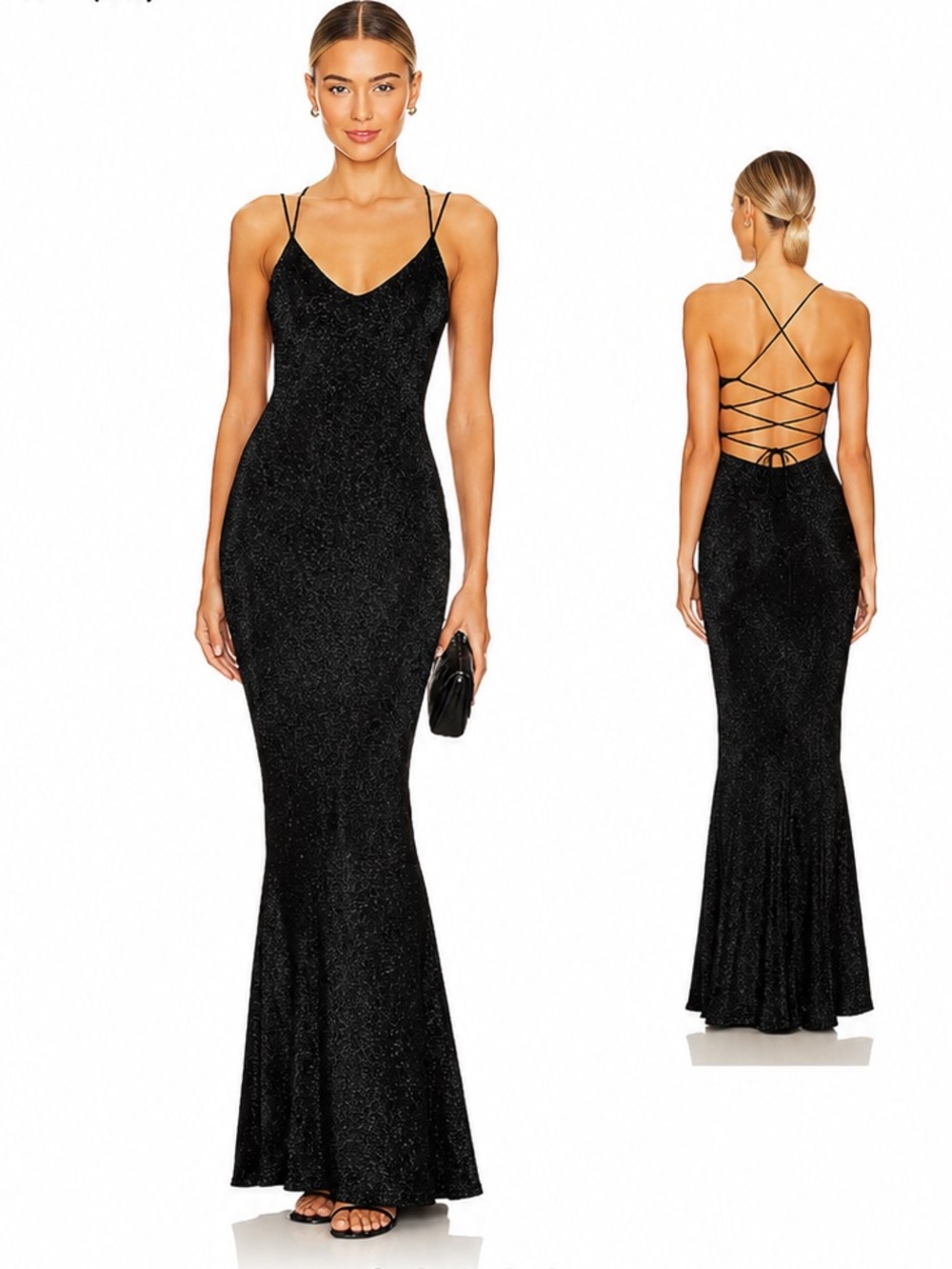 Windsor black glitter mermaid maxi dress  prom